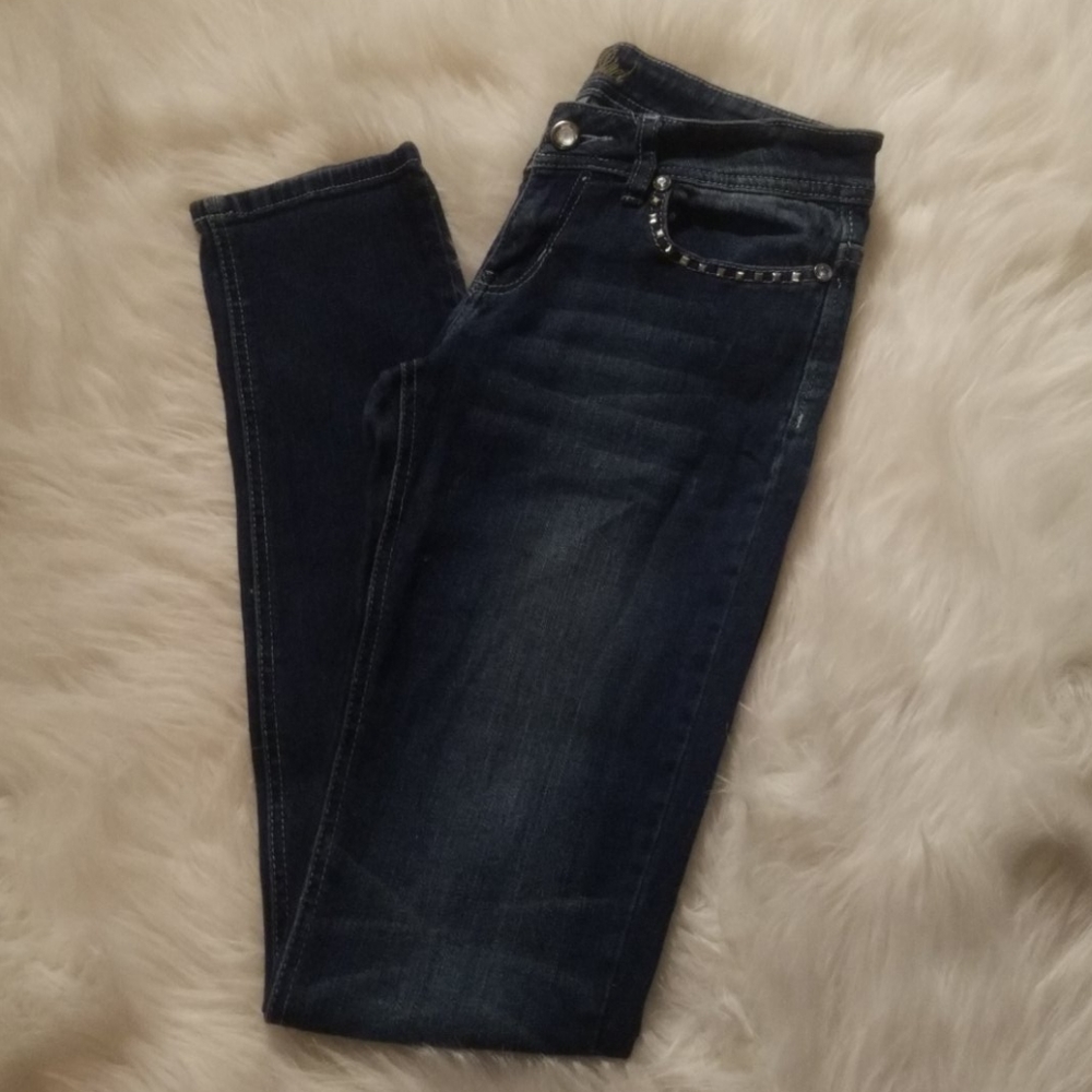 RED RIVET SKINNY JEANS SIZE 7